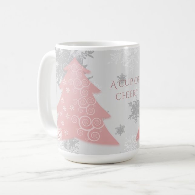 Pink Festive Arbre de Noël Café Mug (Devant gauche)