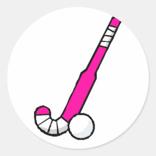 Pink Field Hockey Stick Runder Aufkleber