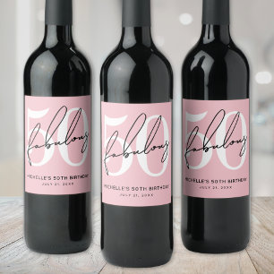 Pink Fifty 50. Geburtstag Weinetikett
