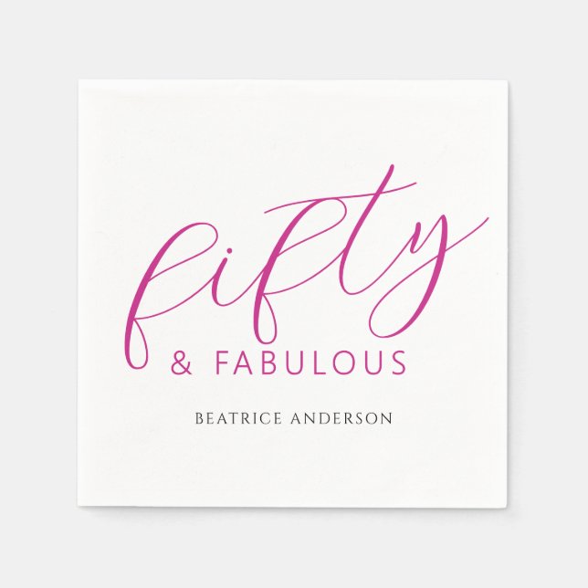 Pink Fifty and Fabulous 50th Birthday Party Serviette (Vorderseite)