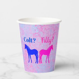 Pink Filly & Blue Colt Western Style Gender Reveal Pappbecher