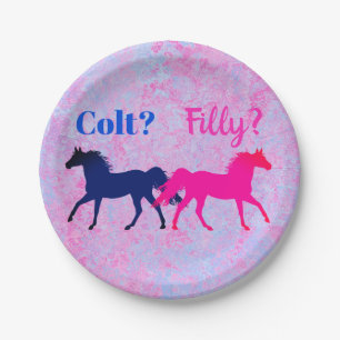 Pink Filly & Blue Colt Western Style Gender Reveal Pappteller