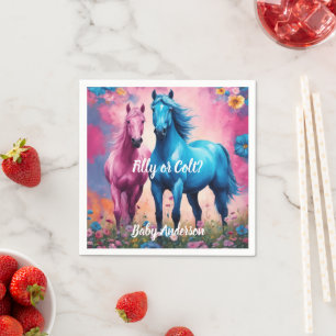 Pink Filly & Blue Colt Western Style Gender Reveal Serviette