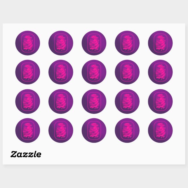 Pink Fingerprint auf Lila Runder Aufkleber (Blatt)