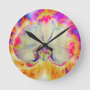 Pink fire orchid runde wanduhr