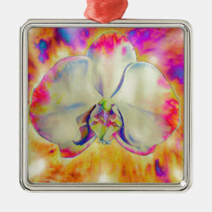 Pink Fire Orchid Silbernes Ornament