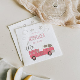 Pink Firetruck Geburtstag Serviette
