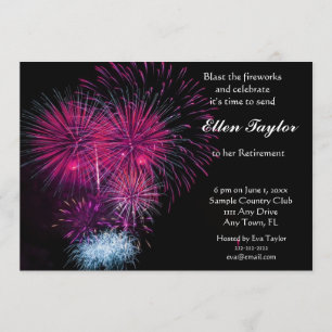 Pink Fireworks Retirement Party Einladung