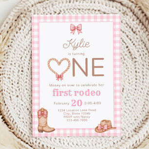 Pink First Rodeo 1. Geburtstagseinladung Einladung