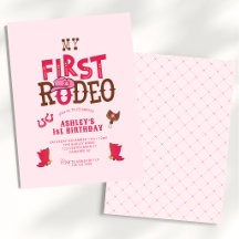 Pink First Rodeo Cowgirl 1 Geburtstag