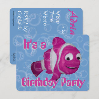 Pink Fish Birthday Party Einladung