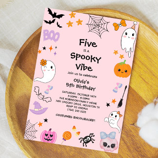 Pink Five ist ein Spooky Vibe Halloween 5. Geburts Einladung