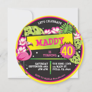 PINK FLAMANT ROSE Anniversaire Fête Invitation