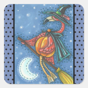 PINK FLAMANT ROSE WITCH, HALLOWEEN STICKERS Sheet 