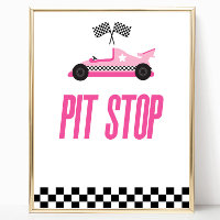 Pink Flame Race Party Table Sign
