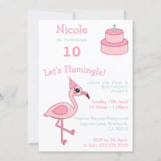 Pink Flamingo 10. Geburtstagsparty Einladung