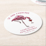 Pink Flamingo 50. Geburtstag Novelty Swag Runder Pappuntersetzer<br><div class="desc">Niedlichen personalisierten 50. Geburtstagsparty flamingo gag Untersetzer. Fügen Sie Ihren Namen und Ihre Nachricht hinzu,  indem Sie auf den Button "Personalisieren" klicken,  um ein Party für Ihre Feier zu erstellen. Ein perfekter Sake für die Gäste,  um sich an diesen besonderen Meilenstein zu erinnern.</div>