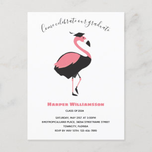 Pink Flamingo Animal Abschluss Einladungspostkarte
