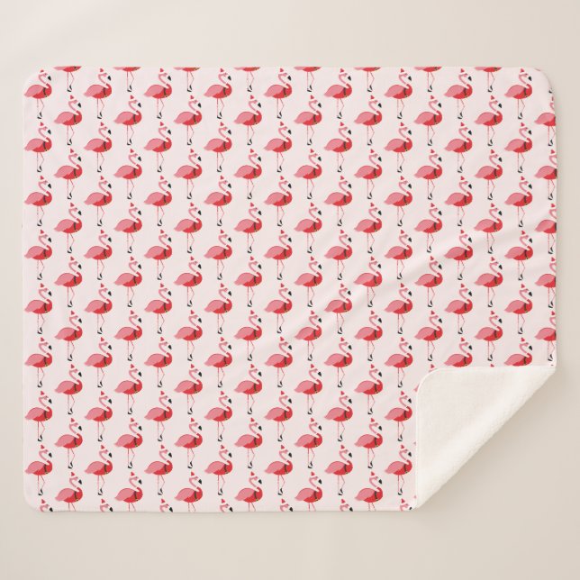 Pink Flamingo Animal Weihnachten Sherpadecke (Vorderseite (Horizontal))