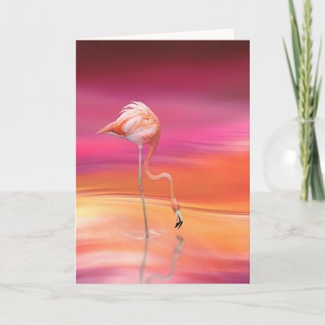 PINK FLAMINGO ART BLANK INNENKARTE DANKESKARTE (Vorderseite)