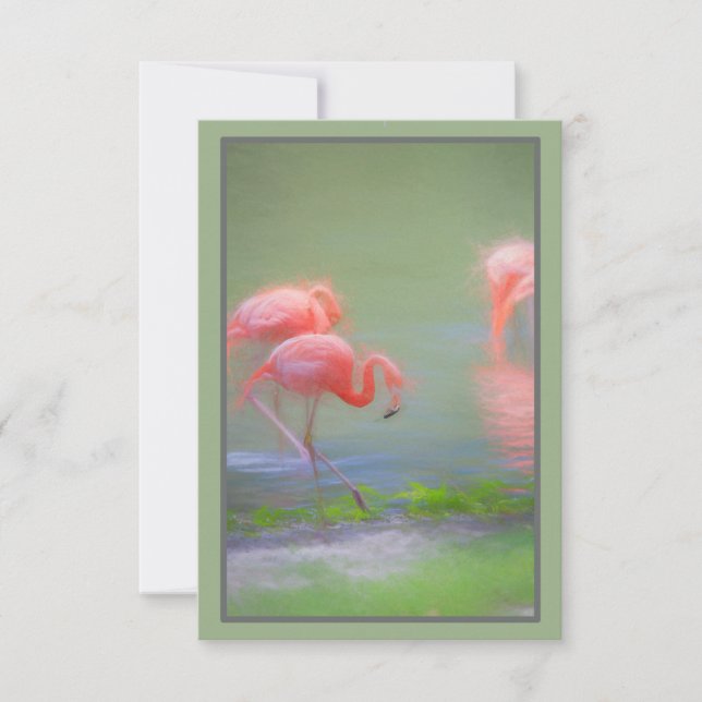 Pink Flamingo Artistic Blank Notecard Karte (Vorderseite)
