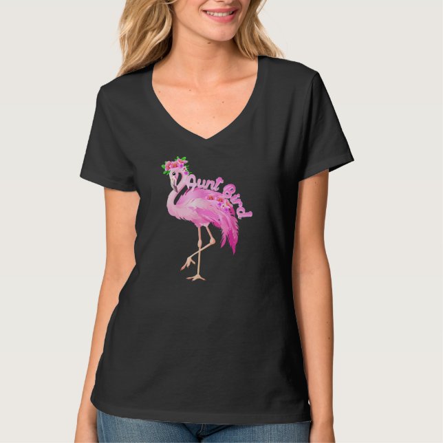Pink Flamingo Aunt Bird Christmas Gift Matching T-Shirt (Vorderseite)