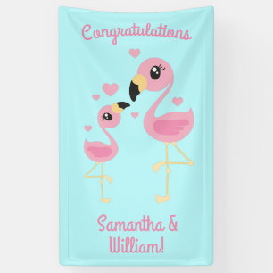 Pink Flamingo Baby Dusche Banner