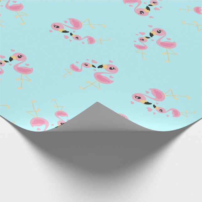 Pink Flamingo Baby Dusche Geschenkpapier (Ecke)