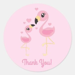 Pink Flamingo Baby Dusche Runder Aufkleber