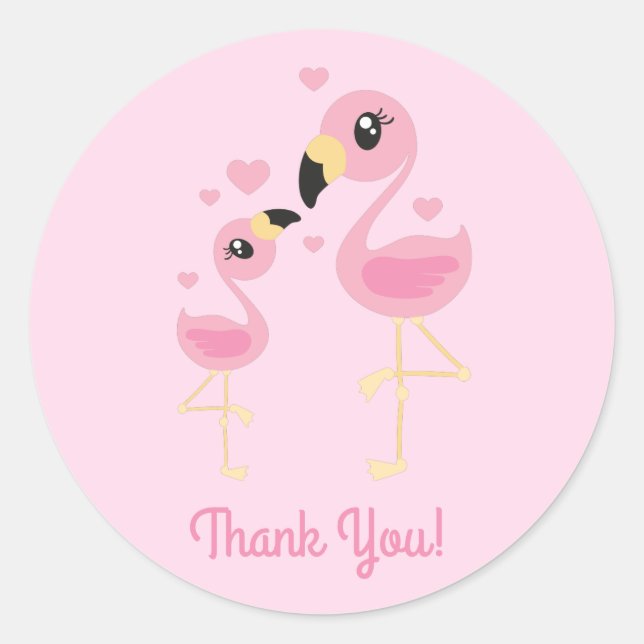 Pink Flamingo Baby Dusche Runder Aufkleber (Vorderseite)