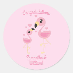 Pink Flamingo Baby Dusche Runder Aufkleber