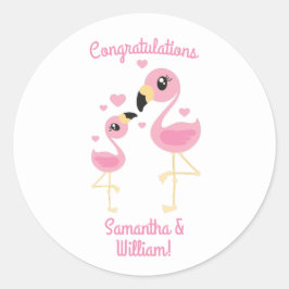 Pink Flamingo Baby Dusche Runder Aufkleber