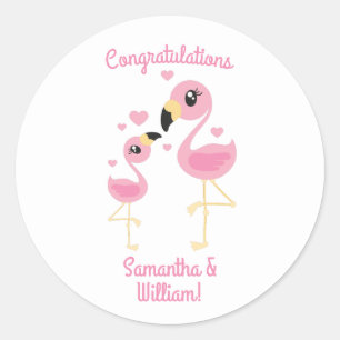 Pink Flamingo Baby Dusche Runder Aufkleber