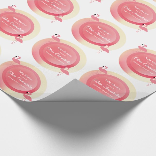 Pink Flamingo Baby Dusche | Schleifpapier Geschenkpapier (Ecke)