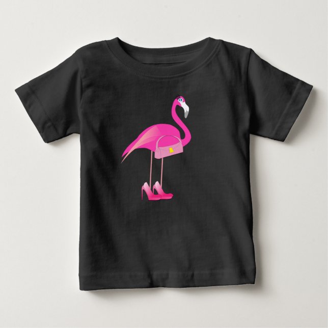 Pink Flamingo - Baby Fine Jersey T - Shirt  (Vorderseite)