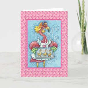PINK FLAMINGO BAKCOOKIES, GREETING CARD Blank Karte
