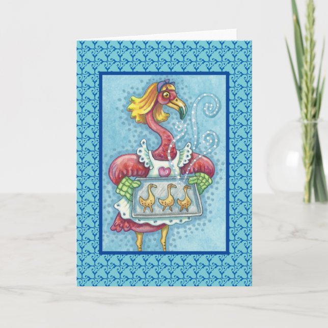 PINK FLAMINGO BAKCOOKIES, GREETING CARD Blank Karte (Vorderseite)