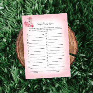 Pink Flamingo Ballerina Baby Name Race Showspiel Einladung