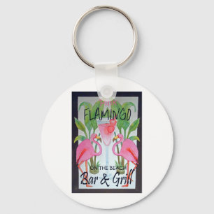 Pink Flamingo Bar & Grill Beach Drink Thema Schlüsselanhänger