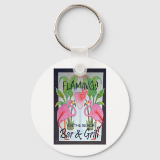 Pink Flamingo Bar & Grill Beach Drink Thema Schlüsselanhänger