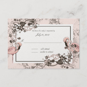 Pink Flamingo Bat Mitzvah Response RSVP Karte