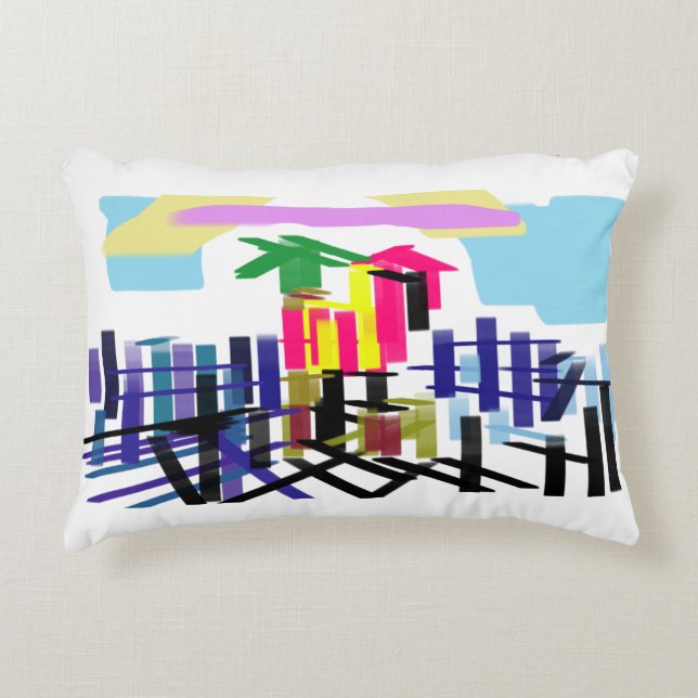 Pink flamingo beach dekokissen (Vorderseite)