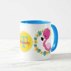 Pink Flamingo Beach Fun geben Sie Namen erste Tass Tasse