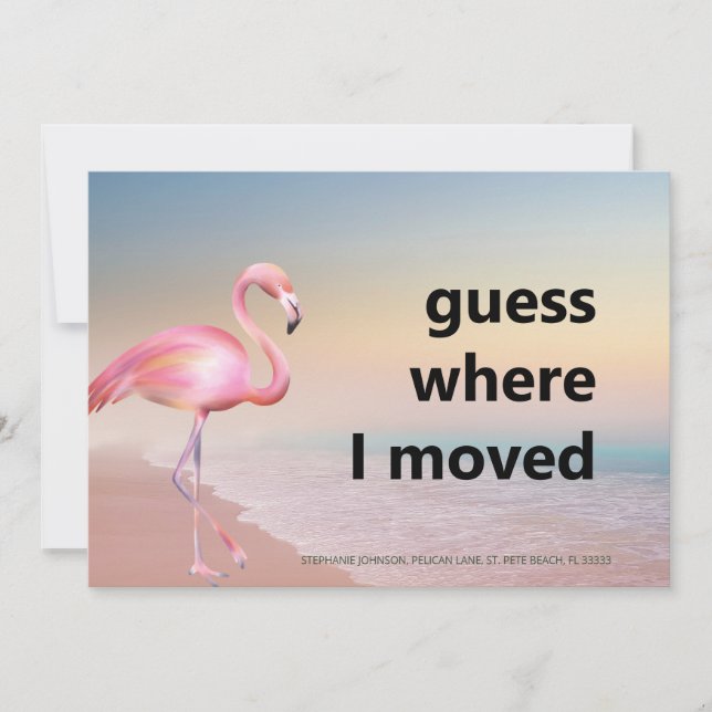 Pink Flamingo Beach Sunset Guess, wo ich mich bewe Ankündigung (Vorderseite)