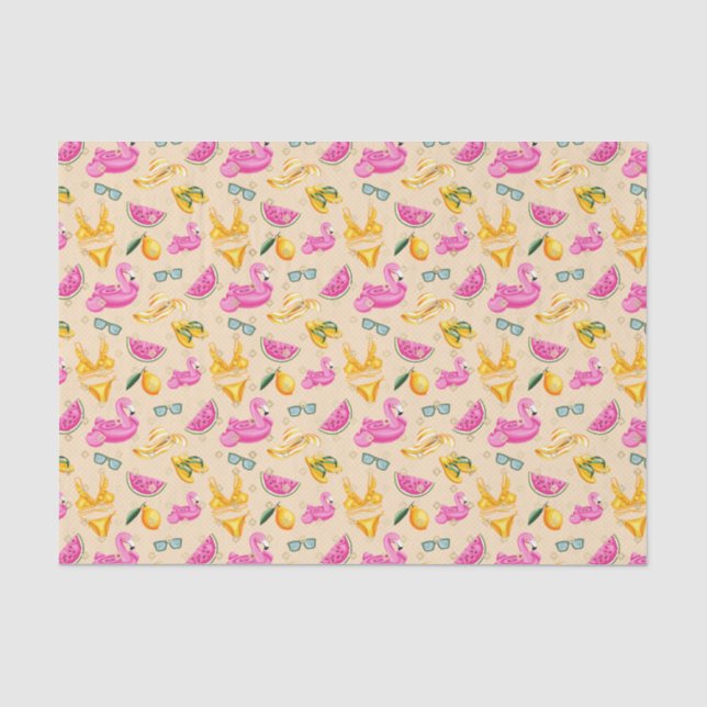 Pink Flamingo Bikini & Hat (Design 35 Pink Series) Seidenpapier (Vorderseite)