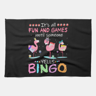 Pink Flamingo Bingo Funny Gift Art Geschirrtuch