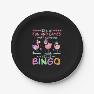 Pink Flamingo Bingo Funny Gift Art Pappteller