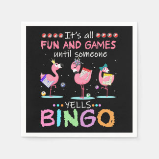 Pink Flamingo Bingo Funny Gift Art Serviette