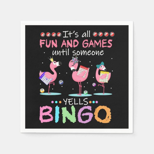 Pink Flamingo Bingo Funny Gift Art Serviette (Vorderseite)