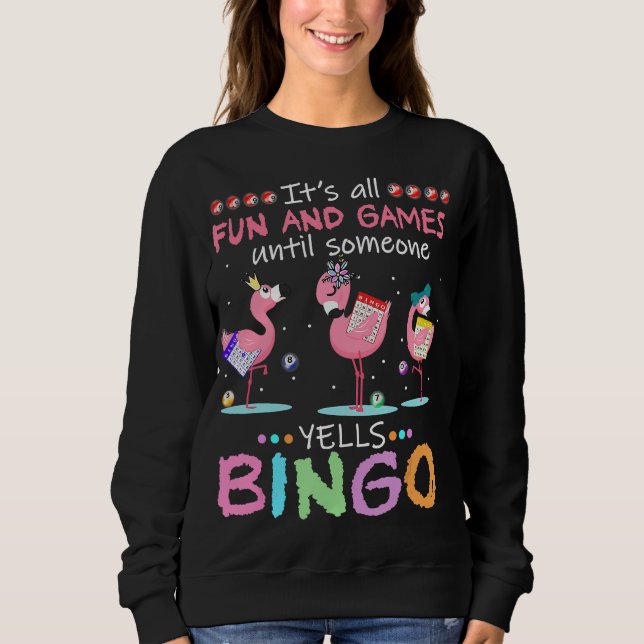 Pink Flamingo Bingo Funny Gift Art Sweatshirt (Vorderseite)